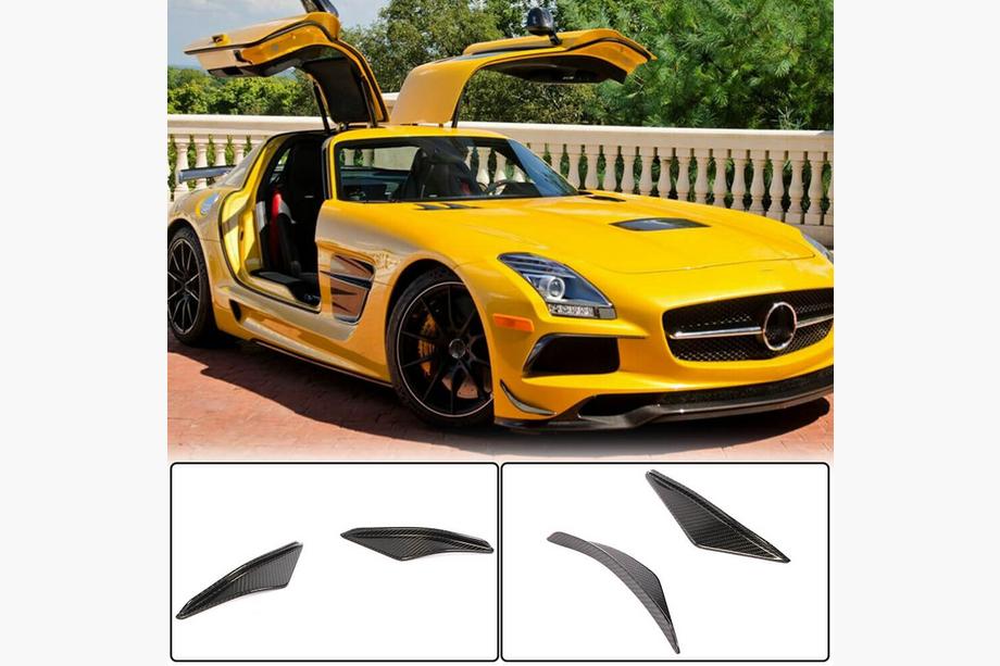 Mercedes SLS C197 2010–2014 Priekšējā bampera uzlikas Flap V1 (karbons) Image