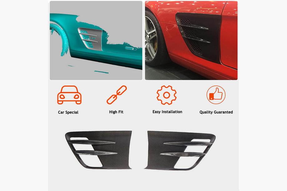 Mercedes SLS C197 2010–2014 Priekšējo spārnu uzlikas (Dry Carbon) Foto 2