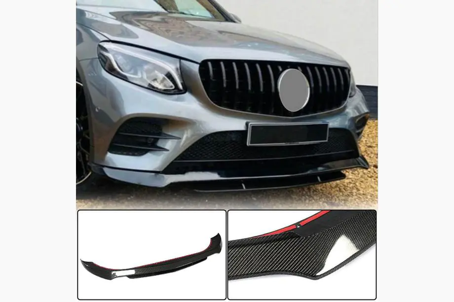 Mercedes GLC X253 2015–2022 Priekšējā bampera lūpas uzlika (AMG-Line/GLC43 AMG, oglekļa šķiedra) Foto 1