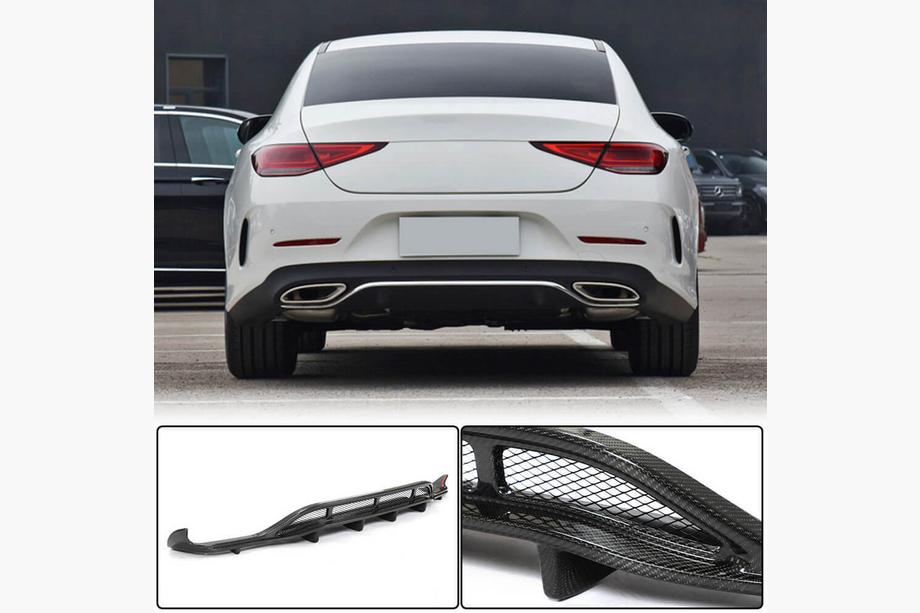 Mercedes CLS C257 2018– Aizmugurējā bampera difuzors V2 (AMG-Line 2018-2020, oglekļa šķiedra) Foto 1