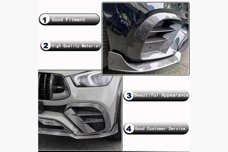 Mercedes GLE Coupé C167 2019– Priekšējā bampera ieliktņi (GLE 350/GLE450/GLE63 2019-2023, oglekļa šķiedra) Foto 4