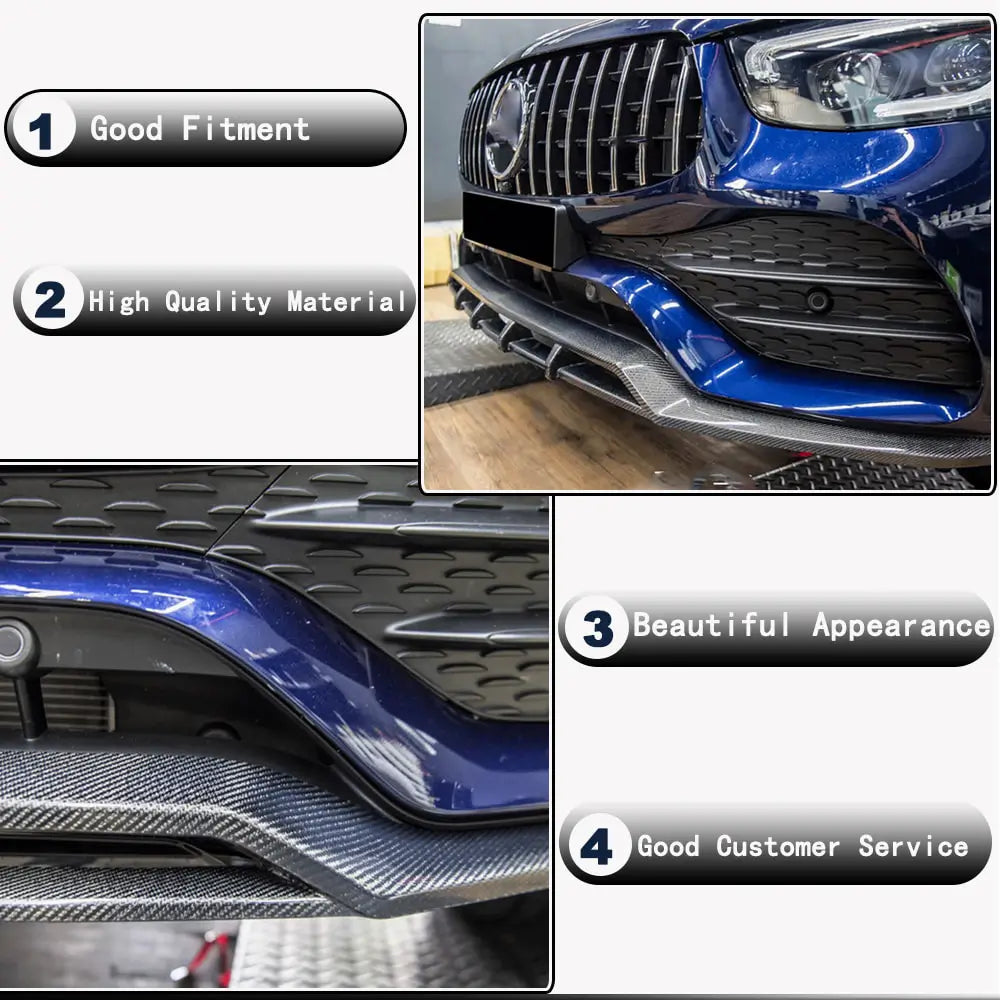 Priekšējā bampera lip-spoileris Lip (AMG-Line 2020+, oglekļa šķiedra) foto 3