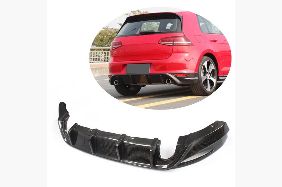 Volkswagen Golf 7/E-Golf 2012–2020 Aizmugurējā bampera difuzors V1 (Base/GTI HB 2012-2017, oglekļa šķiedra) Foto 1