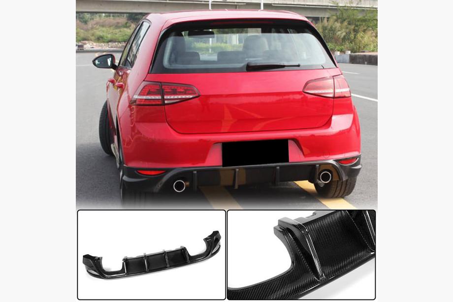 Volkswagen Golf 7/E-Golf 2012–2020 Aizmugurējā bampera difuzors V2 (Base/GTI HB 2012-2017, oglekļa šķiedra) Image