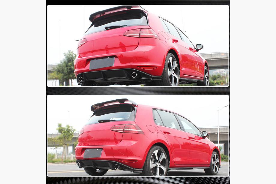 Volkswagen Golf 7/E-Golf 2012–2020 Aizmugurējā bufera difuzors V3 (Base/GTI HB 2012-2017, oglekļa šķiedra) Foto 3