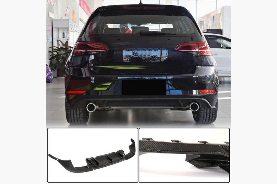 Volkswagen Golf 7/E-Golf 2012–2020 Aizmugurējā bufera difuzors (Base/GTI HB 2017-2020, oglekļa šķiedra) Foto 1
