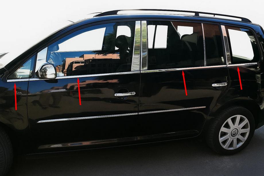 Volkswagen Touran 2003–2010 Ārējās logu apmales (8 gab., nerūsējošais tērauds) Carmos - turku teras Image