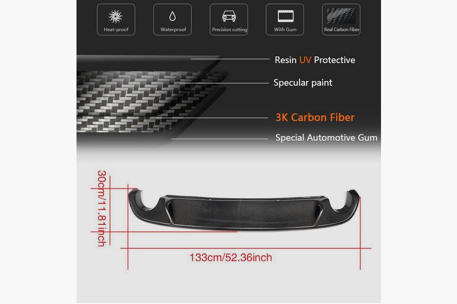 Volkswagen Golf 6 2008–2014 Aizmugurējā bufera difuzors V2 (GTI HB 2010-2013, karbons) Foto 5
