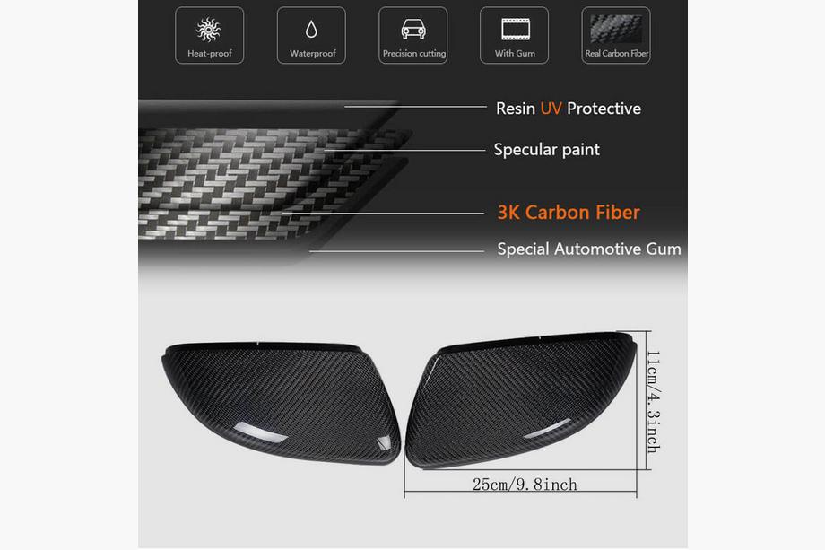 Volkswagen Golf 6 2008–2014 Oglekļa šķiedras spoguļu uzlikas (HB 2010-2013, Carbon) Foto 6