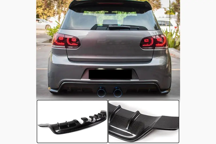 Volkswagen Golf 6 2008–2014 Aizmugurējā bufera difuzors V1 (R/R20 HB 2010-2013, oglekļa šķiedra) Image