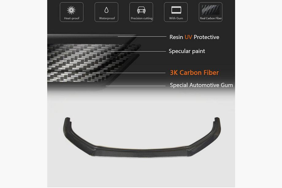 Volkswagen Golf 6 2008–2014 Priekšējā bampera lūpa Lip V1 (R HB 2010-2013, karbons) Foto 5
