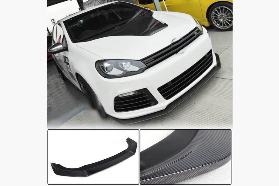 Volkswagen Golf 6 2008–2014 Priekšējā bampera lūpa Lip V2 (R HB 2010-2013, oglekļa šķiedra) Foto 1