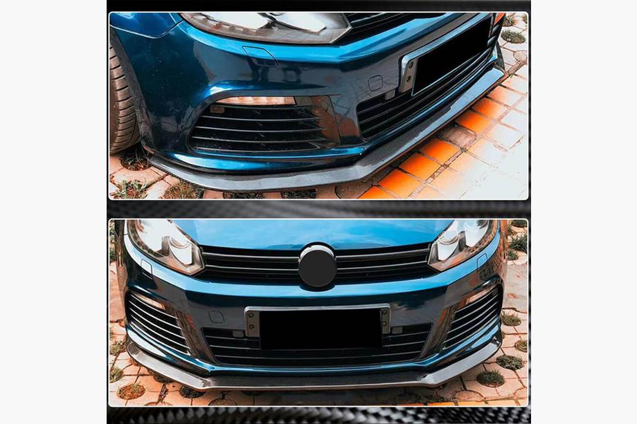 Volkswagen Golf 6 2008–2014 Priekšējā bampera lūpa Lip V2 (R HB 2010-2013, oglekļa šķiedra) Foto 3