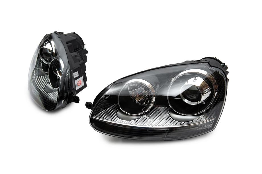 Volkswagen Golf 5 2003–2009 Priekšējie lukturi ar projektorlēcu Black (2 gab.) Image