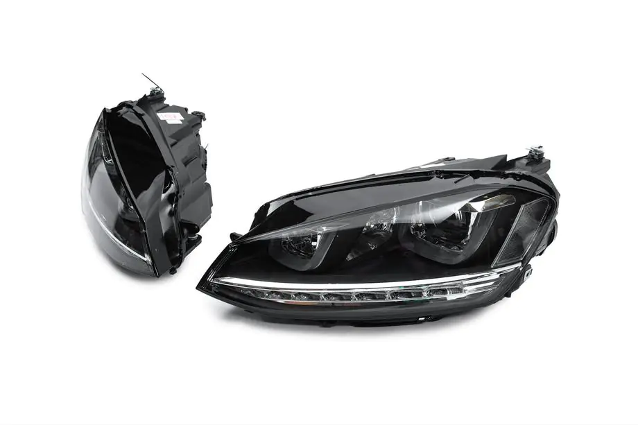 Volkswagen Golf 7/E-Golf 2012–2020 Priekšējie lukturi bez vadības blokiem (2012-2017, dinamiskais pagrieziena rādītājs, 2 gab.) Foto 1