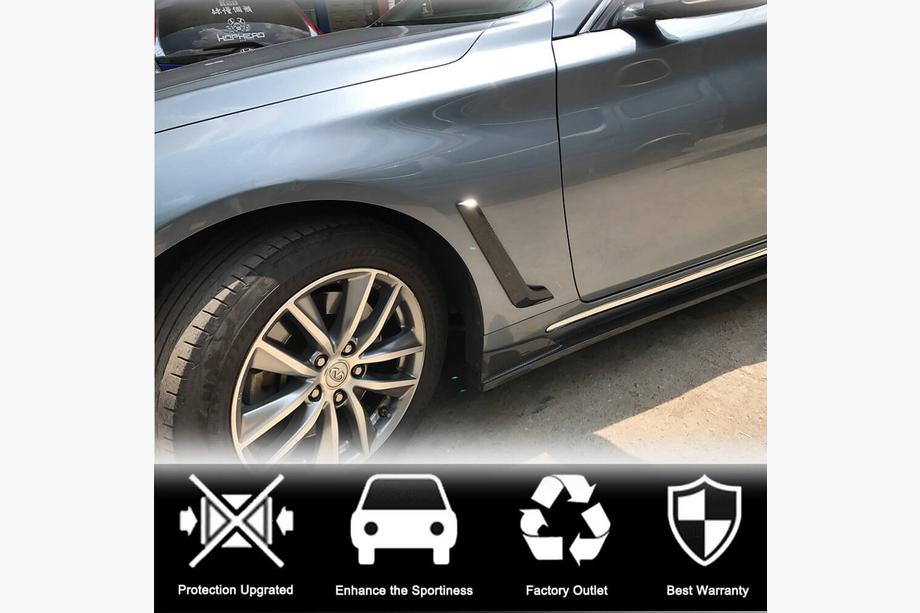 Infiniti Q50/Q60 2013–2024 Oglekļa šķiedras priekšējo spārnu uzlikas (Q50 Base/Sport 2014-2020) Foto 2