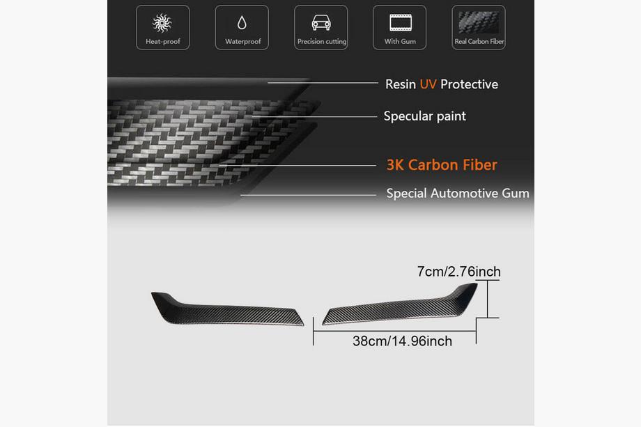 Infiniti Q50/Q60 2013–2024 Oglekļa šķiedras priekšējo spārnu uzlikas (Q50 Base/Sport 2014-2020) Foto 5