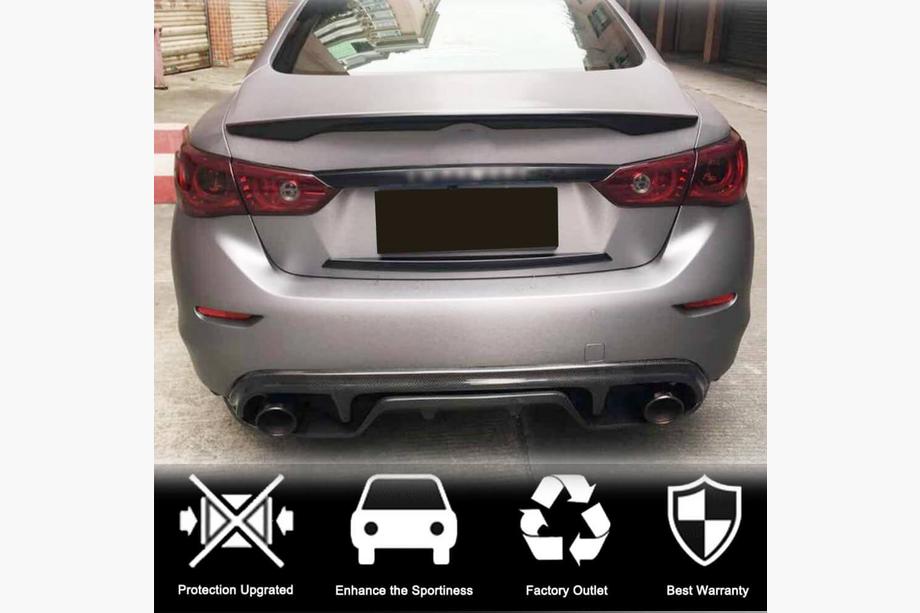 Infiniti Q50/Q60 2013–2024 Aizmugurējā bampera difuzors V3 (Q50 Base/Sport 2014-2017, oglekļa šķiedra) Foto 2