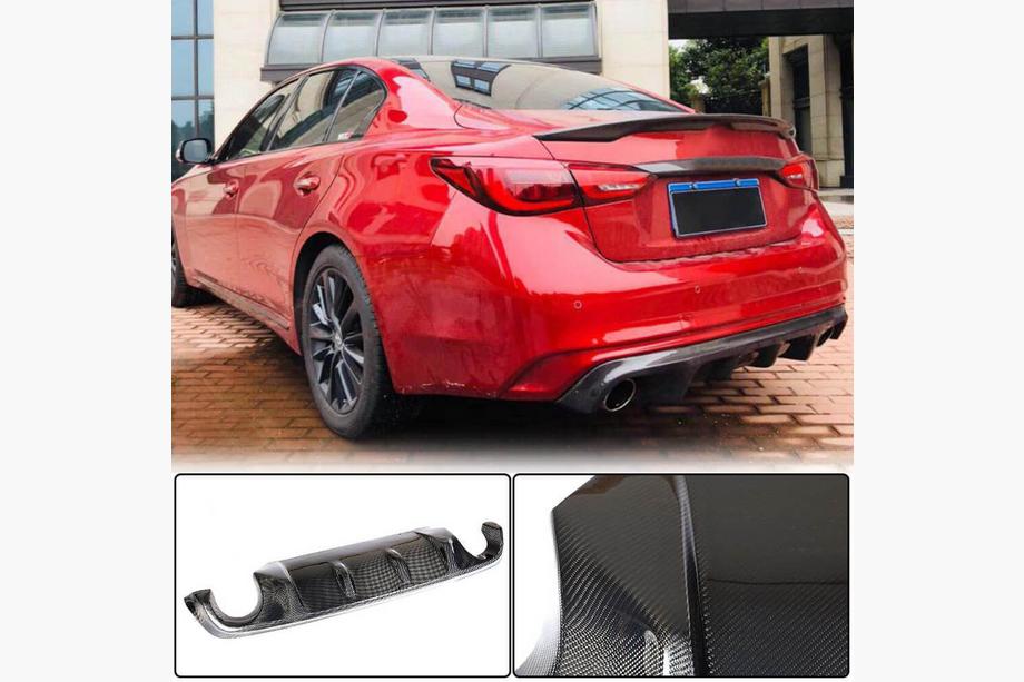 Infiniti Q50/Q60 2013–2024 Aizmugurējā bampera difuzors V2 (Q50 Base/Sport 2018-2023, oglekļa šķiedra) Image