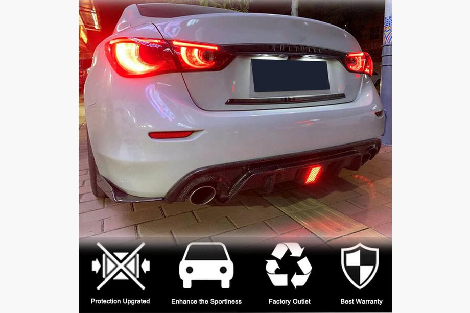 Infiniti Q50/Q60 2013–2024 Aizmugurējā bufera difuzors V3 (Q50 Base/Sport 2018-2023, oglekļa šķiedra) Foto 3