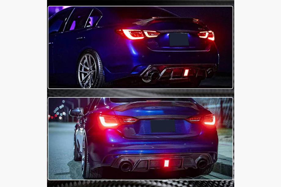 Infiniti Q50/Q60 2013–2024 Aizmugurējā bufera difuzors V3 (Q50 Base/Sport 2018-2023, oglekļa šķiedra) Foto 5