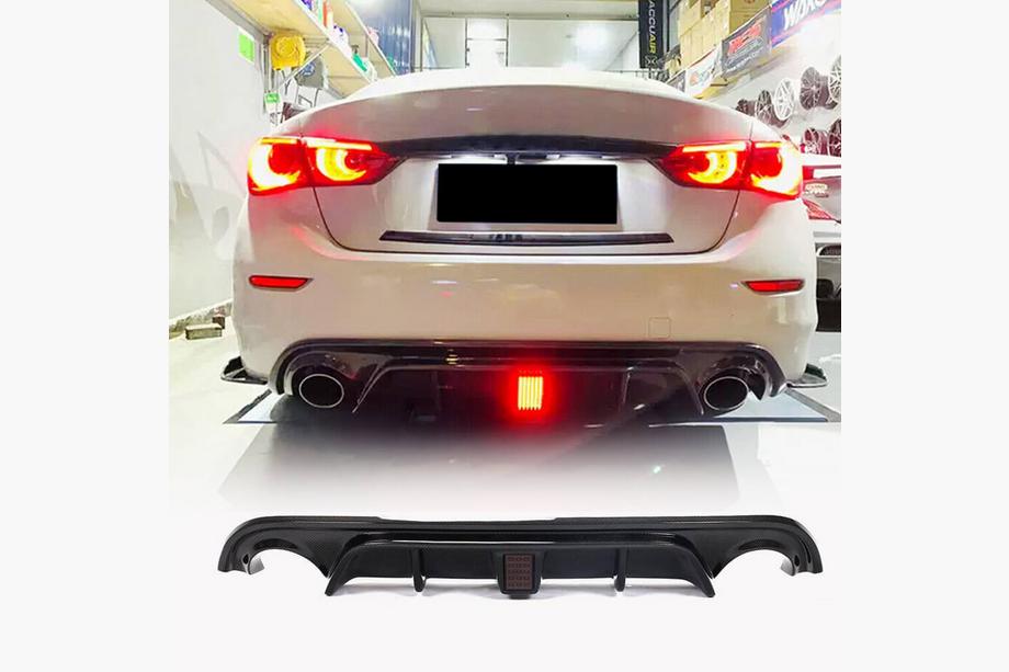 Infiniti Q50/Q60 2013–2024 V4 aizmugurējā bampera difuzors (Q50 Base/Sport 2014-2017, oglekļa šķiedra) Image