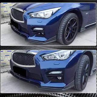 Oglekļa šķiedras priekšējā bampera lūpa Lip V2 (Q50 Sport 2014-2017, Carbon) Infiniti Q50/Q60 2013–2024 foto 3