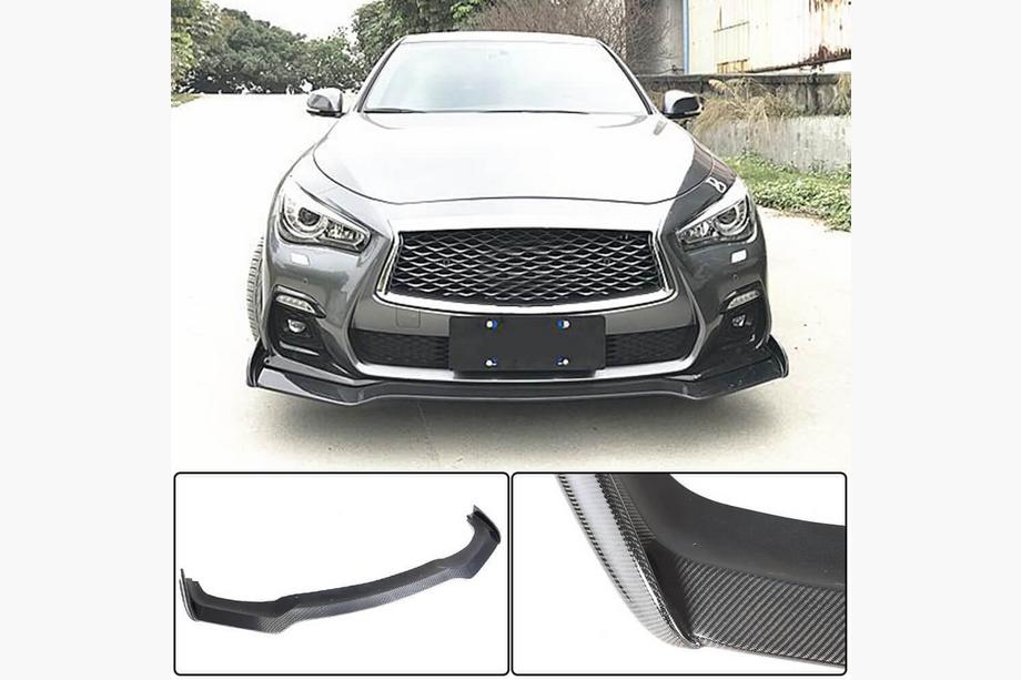 Infiniti Q50/Q60 2013–2024 Priekšējā bampera lūpas uzlika Lip V2 (Q50 Sport 2018-2022, oglekļa šķiedra) Foto 2