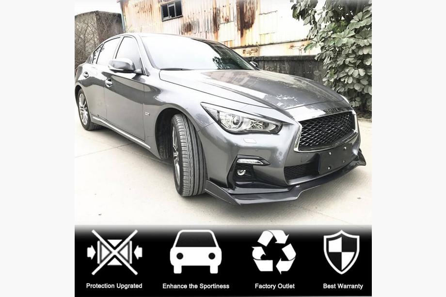 Infiniti Q50/Q60 2013–2024 Priekšējā bampera lūpas uzlika Lip V2 (Q50 Sport 2018-2022, oglekļa šķiedra) Foto 3