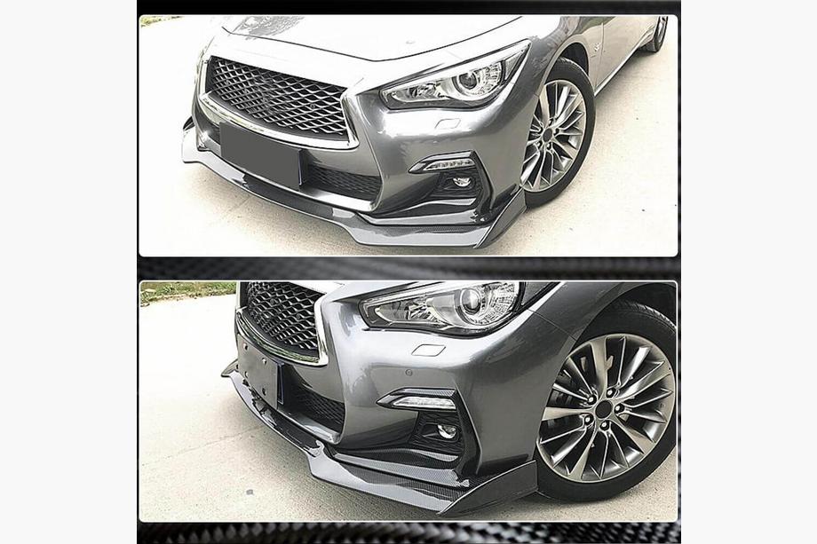 Infiniti Q50/Q60 2013–2024 Priekšējā bampera lūpas uzlika Lip V2 (Q50 Sport 2018-2022, oglekļa šķiedra) Foto 4