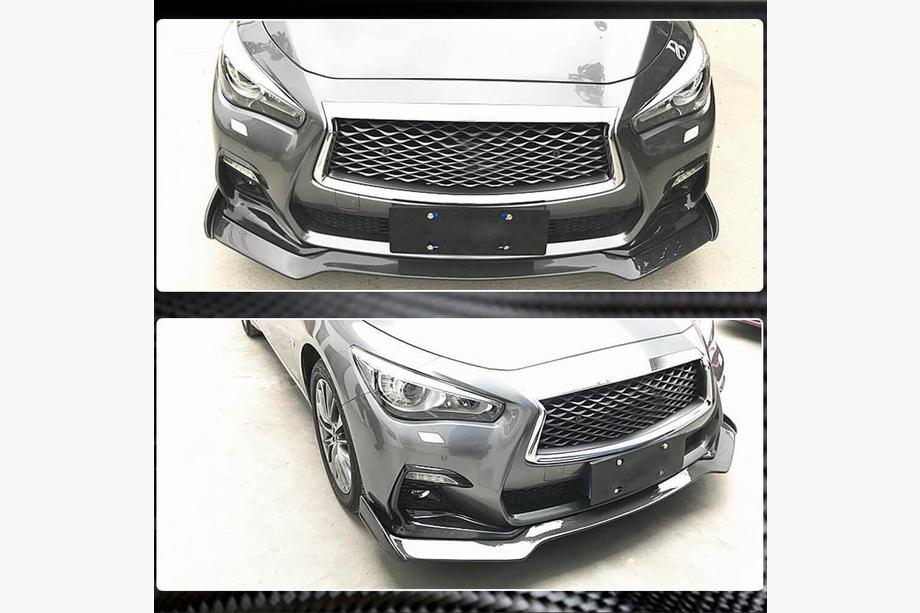 Infiniti Q50/Q60 2013–2024 Priekšējā bampera lūpas uzlika Lip V2 (Q50 Sport 2018-2022, oglekļa šķiedra) Foto 5