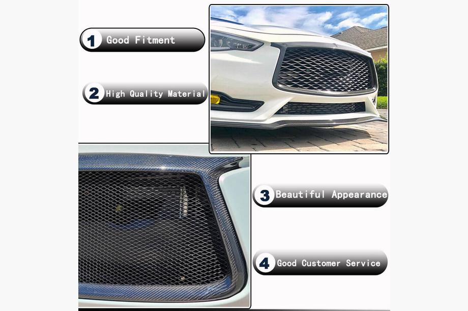 Infiniti Q50/Q60 2013–2024 Oglekļa radiatora režģa apmale (Q60 2016-2022, Carbon) Foto 3