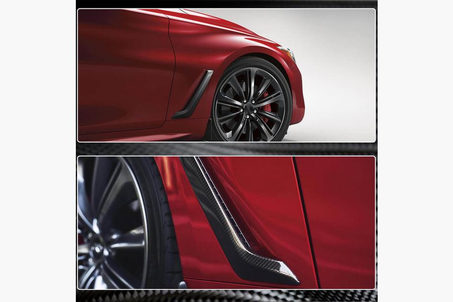 Infiniti Q50/Q60 2013–2024 Priekšējo spārnu uzlikas (Q60 2016-2022, oglekļa šķiedra) Foto 3