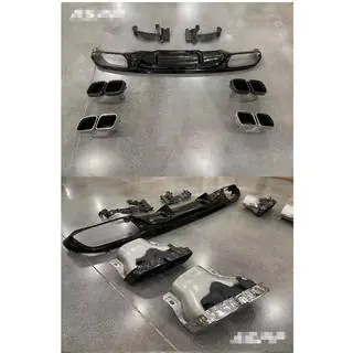 Aizmugurējais difuzors ar izpūtēja uzgaļiem Silver (Base, E63 dizains 2020-2024) Mercedes E-klase W213 2016–2023 foto 2