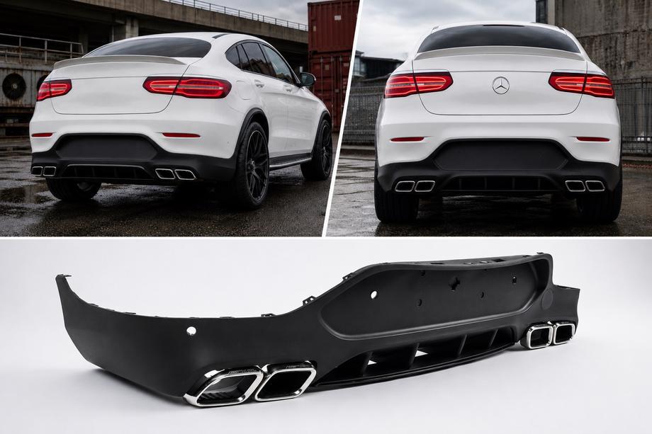 Mercedes GLC Coupe C253 2016–2023 Aizmugurējais difuzors ar izpūtēja uzgaļiem Silver (AMG63 dizains) Image