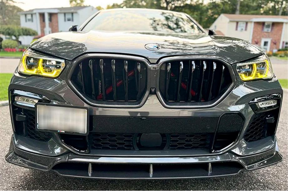 BMW X6 G06 2019–2027 Priekšējā bampera lūpa Carbon V1 (M-Sport, 2018-2022) Foto 2