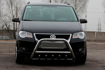 Volkswagen Touran 2003–2010 Priekšējais bullbar WT003 (nerūsējošais tērauds) 60 mm, ar uzrakstu foto 1