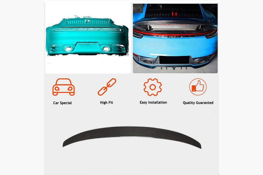 Porsche 911 (992) 2018– Spoileris (Carrera/Targa, oglekļa šķiedra) Foto 2