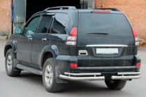 Toyota Land Cruiser Prado 120 2002–2009 Aizmugurējie dubultie stūru aizsargi AK003-1 (2 gab., nerūsējošais tērauds) foto 1