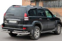 Toyota Land Cruiser Prado 120 2002–2009 Aizmugurējie dubultie stūru aizsargi AK003-1 (2 gab., nerūsējošais tērauds) foto 3