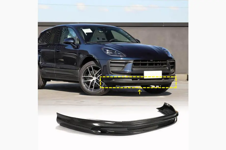 Porsche Macan 2014–2024 Priekšējā bampera lūpas uzlika (2022+, Oglekļa šķiedra) Image
