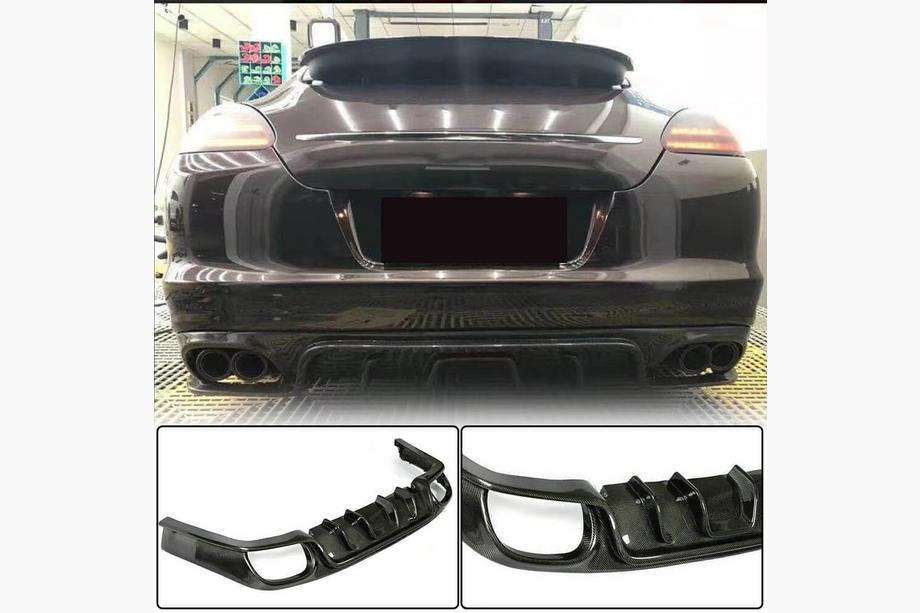 Porsche Panamera 2009–2016 Aizmugurējā bampera difuzors (2009-2013, oglekļa šķiedra) Foto 1