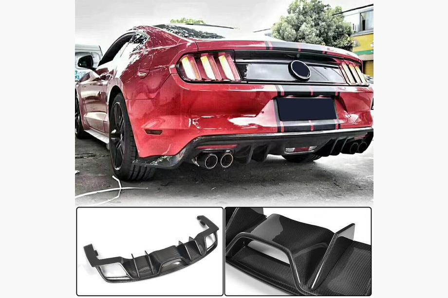 Ford Mustang 2015–2023 Aizmugurējā bampera difuzors V1 (2015-2017, oglekļa šķiedra) Image