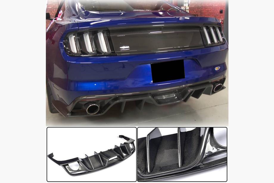 Ford Mustang 2015–2023 Aizmugurējā bampera difuzors V2 (2015-2017, Oglekļa šķiedra) Image