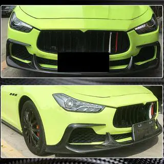 Priekšējā bampera lūpas uzlika Lip V1 (Base/S/S Q4 2013-2017, karbons) Maserati Ghibli 2013–2023 foto 4