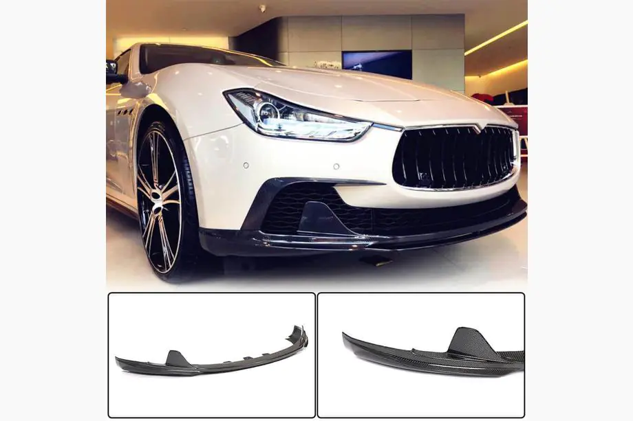 Maserati Ghibli 2013–2023 Priekšējā bampera lūpa Lip V3 (Base/S/S Q4 2013-2017, oglekļa šķiedra) Foto 1