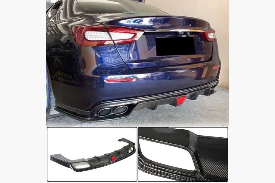 Maserati Quattroporte 2013–2023 Aizmugurējā bufera difuzors V1 (S/S Q4 2017-2020, oglekļa šķiedra) Foto 1