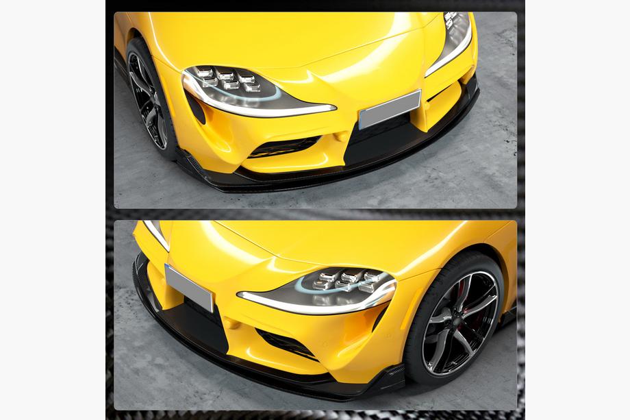 Toyota Supra 2019– Priekšējā bampera lūpa (lip) Lip V2 (oglekļa šķiedra) Foto 4