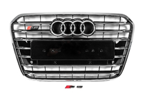 Audi A6 C7 2011–2017 Priekšējā melnā radiatora reste ar hroma rāmi S-style (2011-2014) foto 1