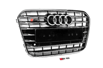 Audi A6 C7 2011–2017 Priekšējā melnā radiatora reste ar hroma rāmi S-style (2011-2014) foto 3